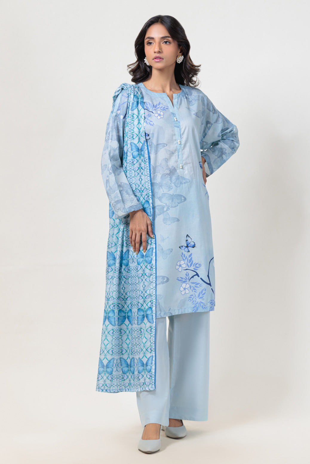Bonanza Satrangi | Grey Lawn 3 Piece (BPS2243P16) -  Bonanza Satrangi Ready To Wear - Original Designer Dress - House of Maryam