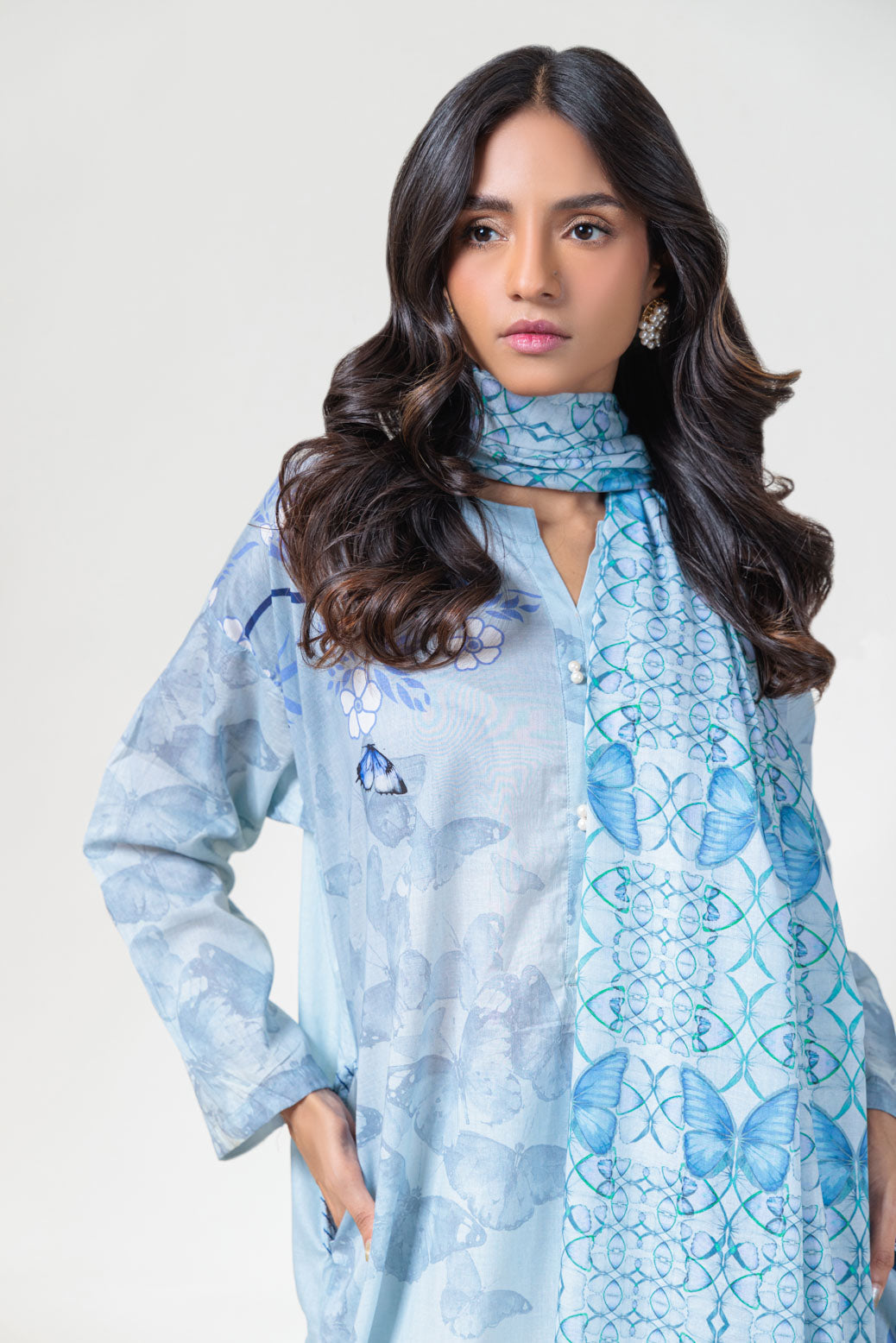 Bonanza Satrangi | Grey Lawn 3 Piece (BPS2243P16) -  Bonanza Satrangi Ready To Wear - Original Designer Dress - House of Maryam
