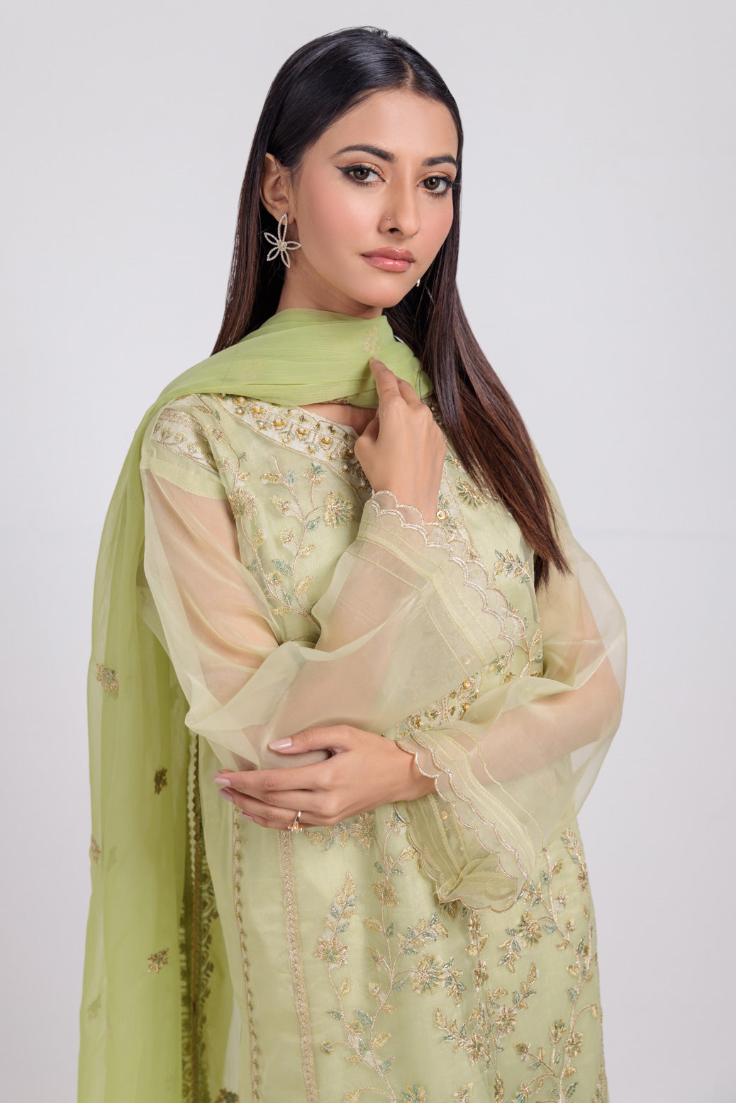 Bonanza Satrangi | Green Organza 3 Piece (BPS5243P15)