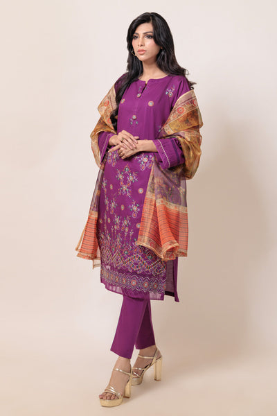 Bonanza Satrangi | Purple Cambric 3 Piece (BPS5243P36) -  Bonanza Satrangi Ready To Wear - Original Designer Dress - House of Maryam