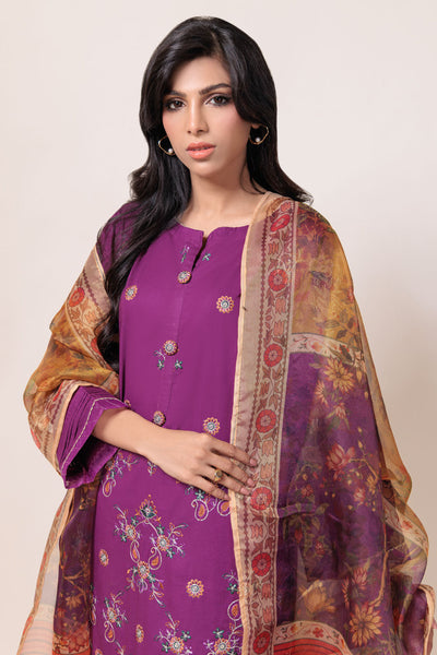 Bonanza Satrangi | Purple Cambric 3 Piece (BPS5243P36) -  Bonanza Satrangi Ready To Wear - Original Designer Dress - House of Maryam