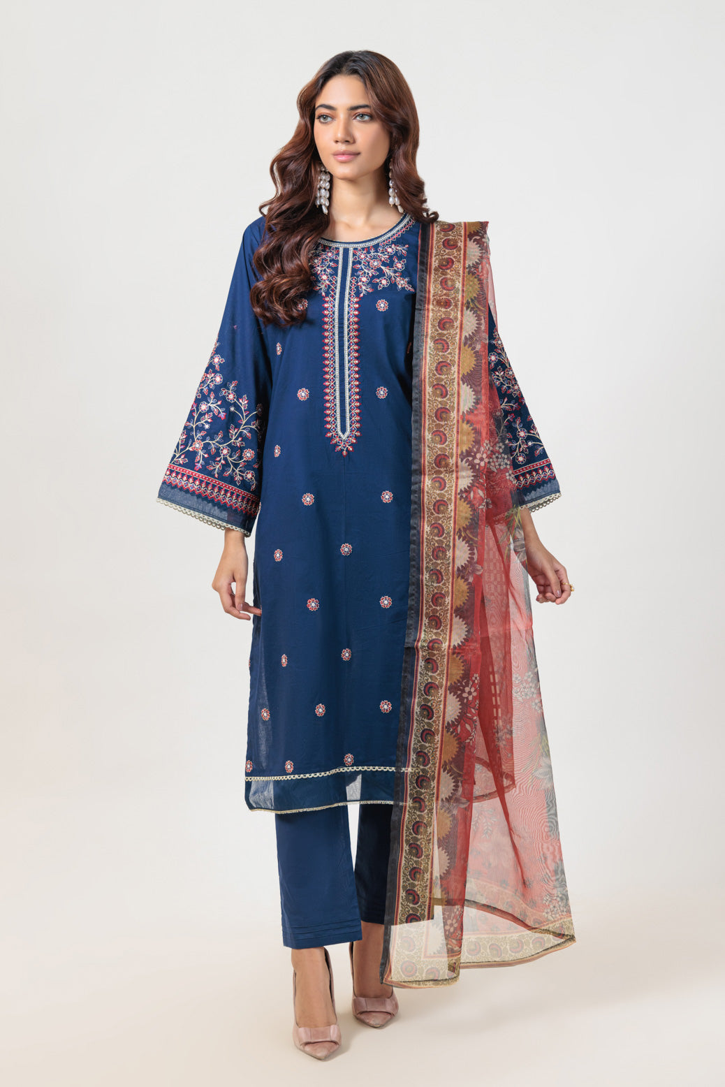 Bonanza Satrangi | Blue Cambric 3 Piece (BPS5243P37) -  Bonanza Satrangi Ready To Wear - Original Designer Dress - House of Maryam