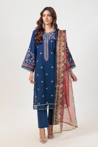 Bonanza Satrangi | Blue Cambric 3 Piece (BPS5243P37) -  Bonanza Satrangi Ready To Wear - Original Designer Dress - House of Maryam