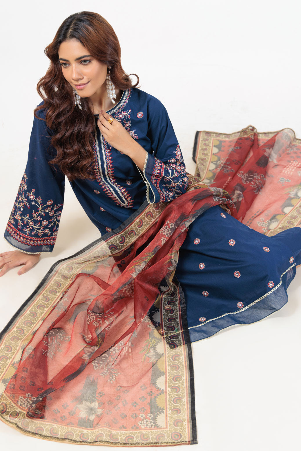 Bonanza Satrangi | Blue Cambric 3 Piece (BPS5243P37) -  Bonanza Satrangi Ready To Wear - Original Designer Dress - House of Maryam