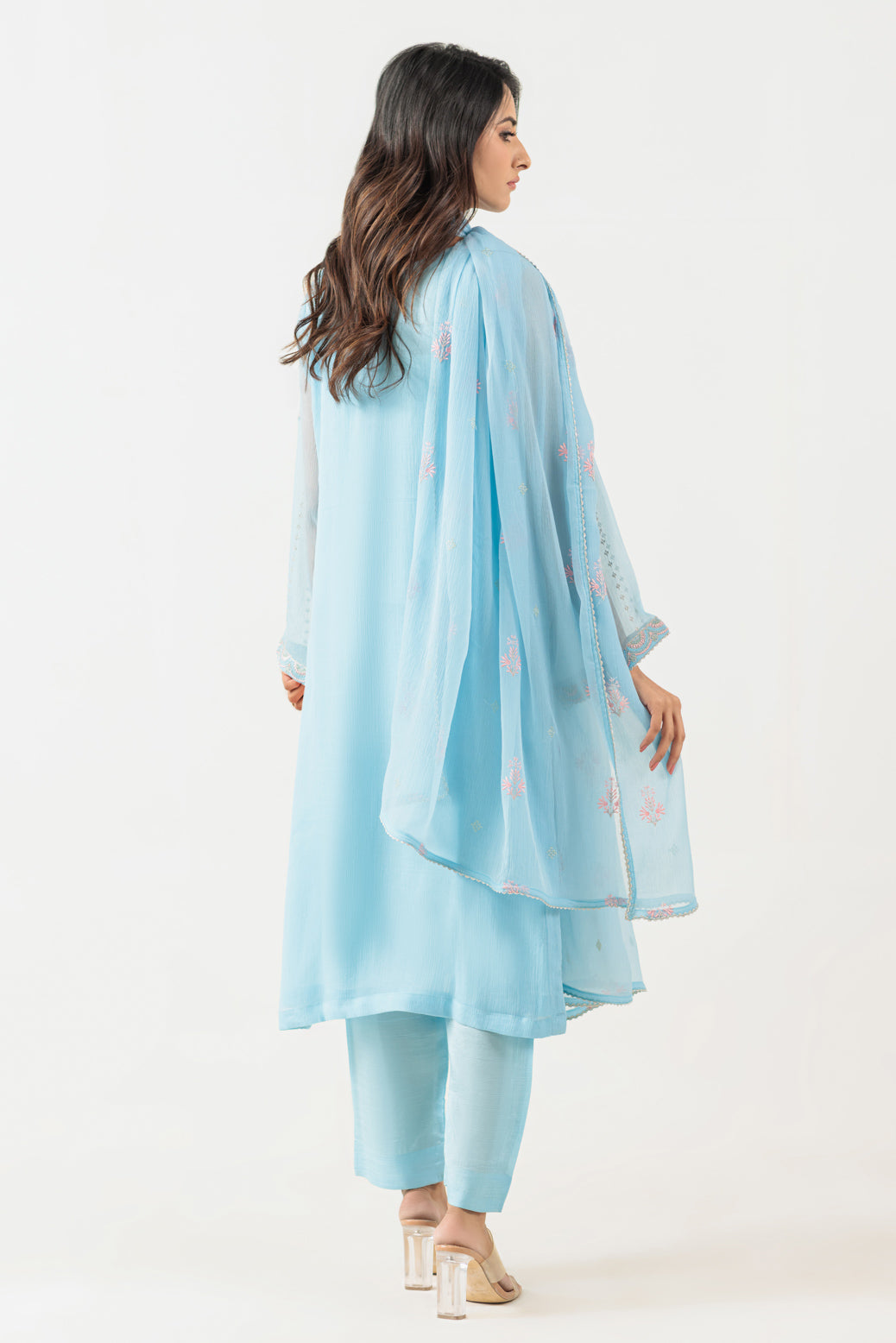 Bonanza Satrangi | Sky Blue Chiffon 3 Piece (BPS5243P44) -  Bonanza Satrangi Ready To Wear - Original Designer Dress - House of Maryam