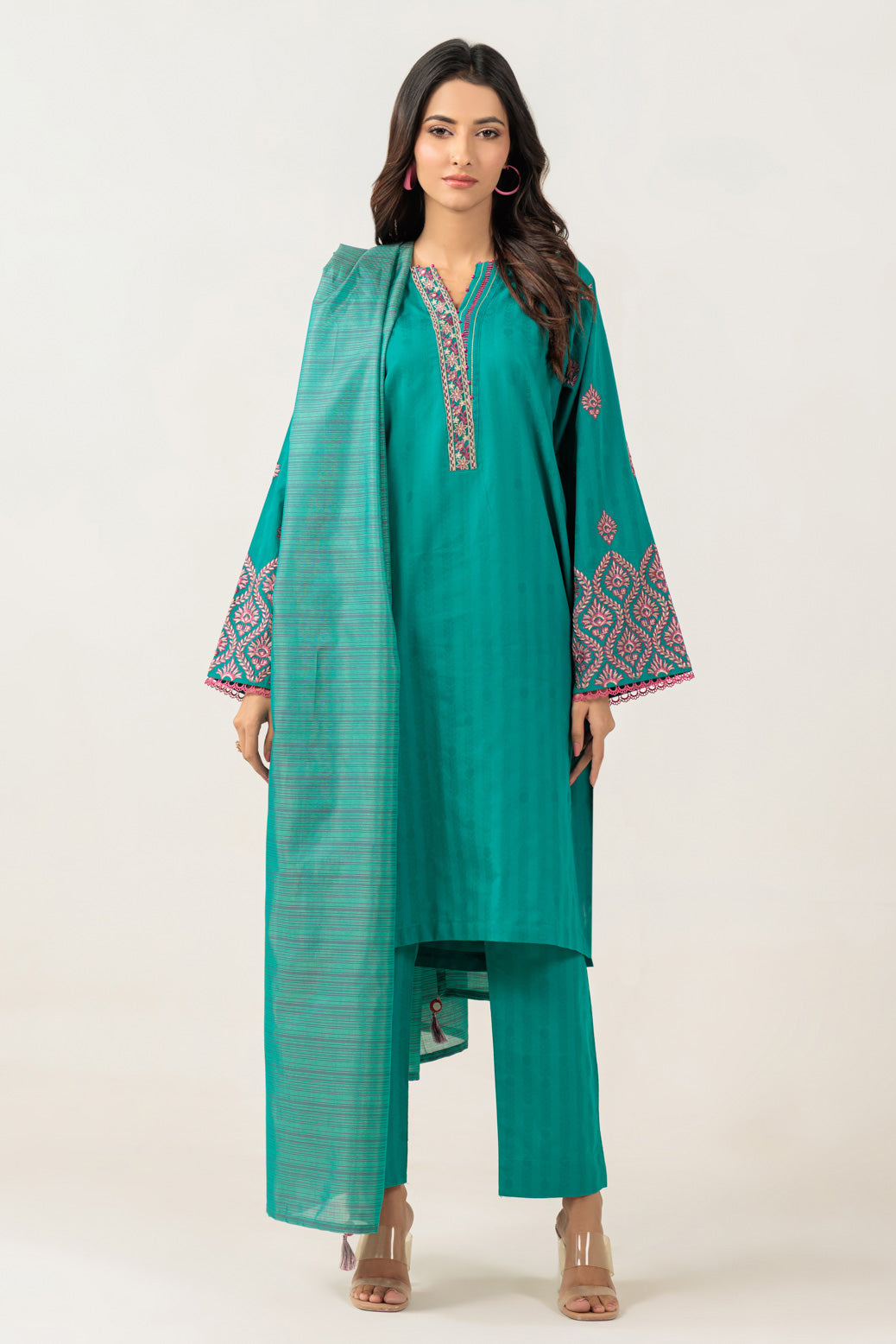 Bonanza Satrangi | Green Jacquard 3 Piece (BPS6243P11) -  Bonanza Satrangi Ready To Wear - Original Designer Dress - House of Maryam