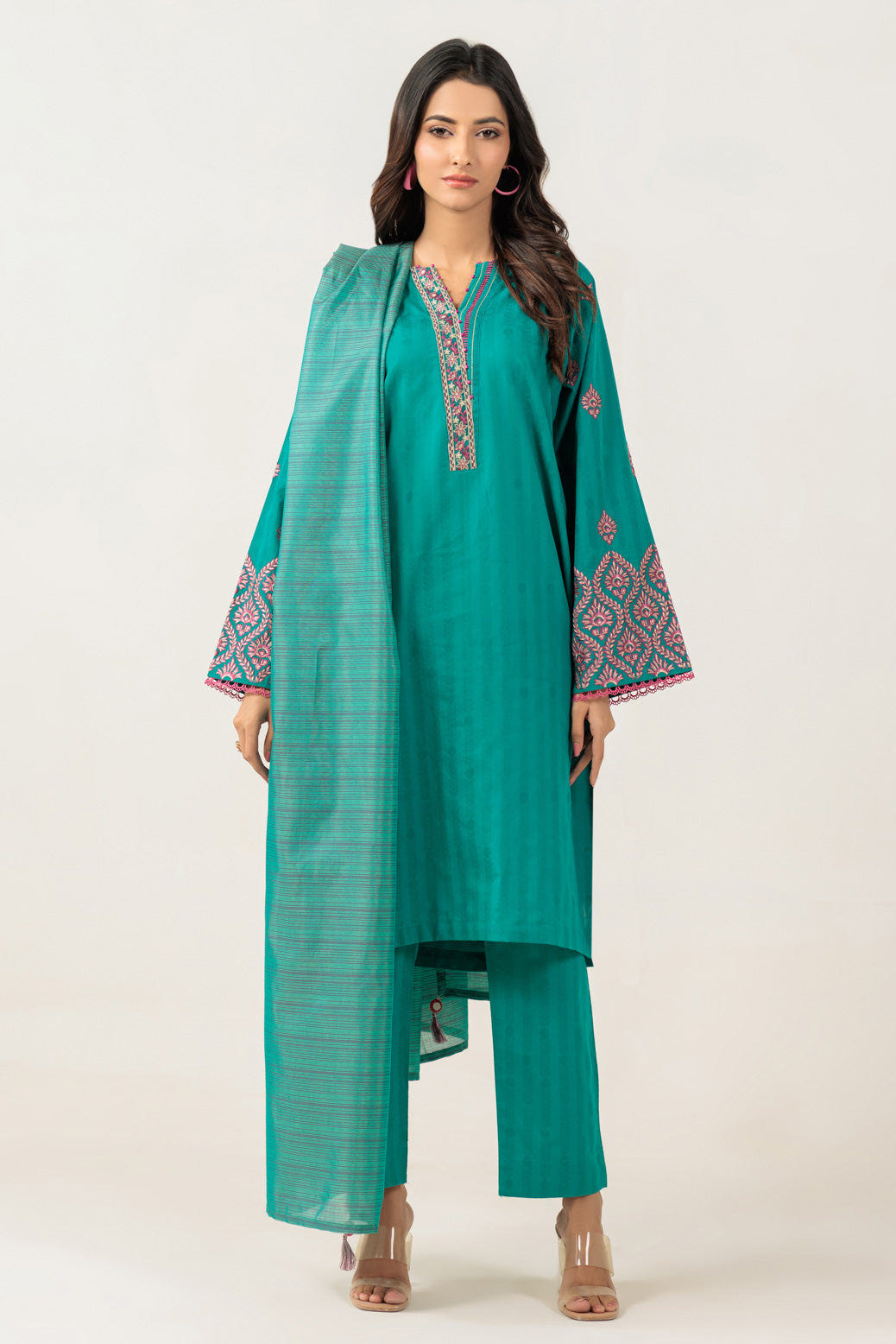 Bonanza Satrangi | Green Jacquard 3 Piece (BPS6243P11) -  Bonanza Satrangi Ready To Wear - Original Designer Dress - House of Maryam