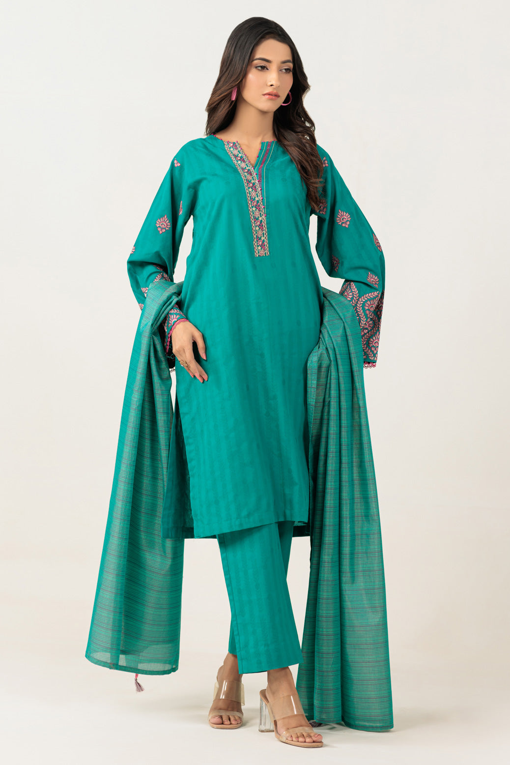 Bonanza Satrangi | Green Jacquard 3 Piece (BPS6243P11) -  Bonanza Satrangi Ready To Wear - Original Designer Dress - House of Maryam