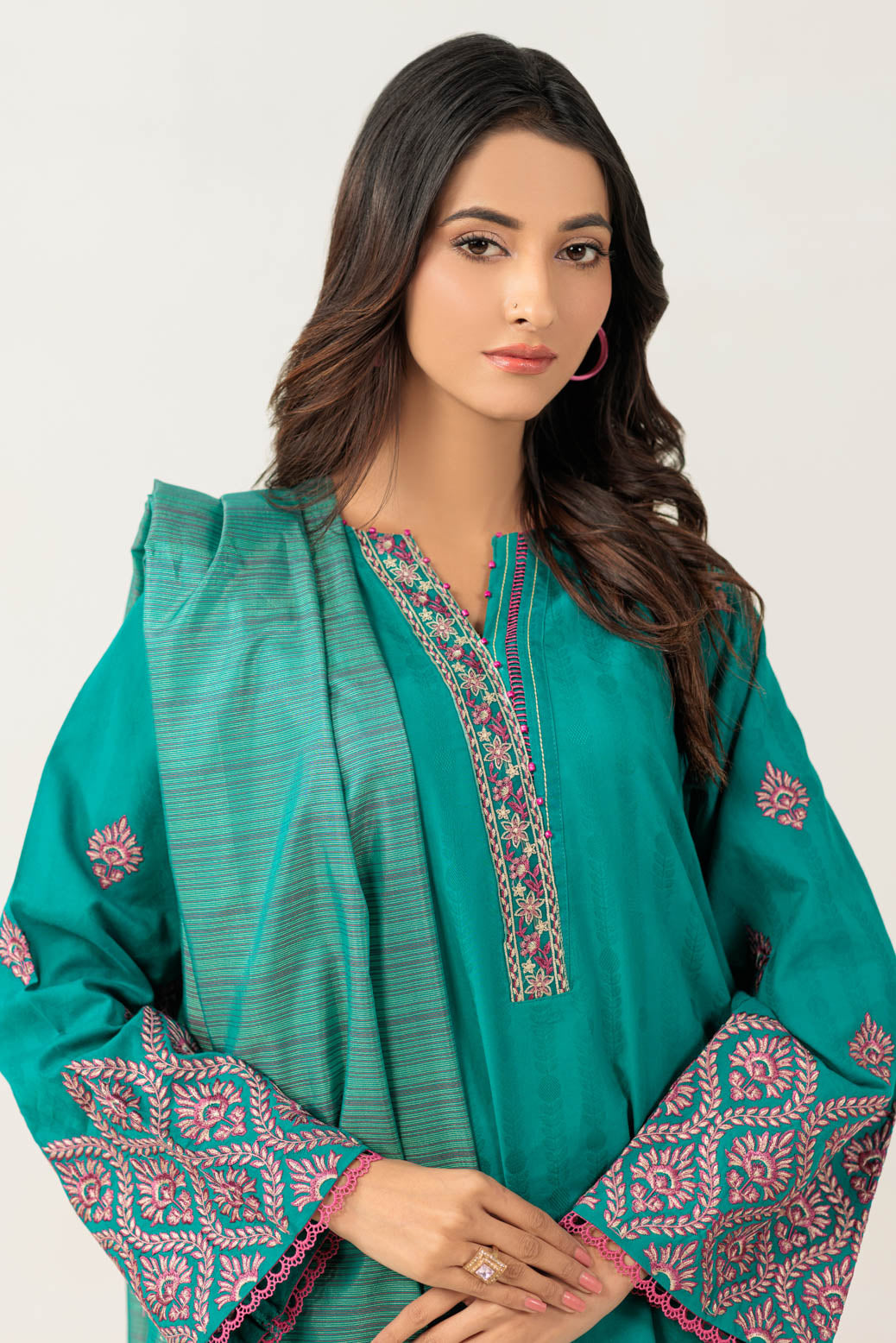 Bonanza Satrangi | Green Jacquard 3 Piece (BPS6243P11) -  Bonanza Satrangi Ready To Wear - Original Designer Dress - House of Maryam