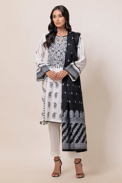 Bonanza Satrangi | White Cambric 3 Piece (BPS6243P20) -  Bonanza Satrangi Ready To Wear - Original Designer Dress - House of Maryam