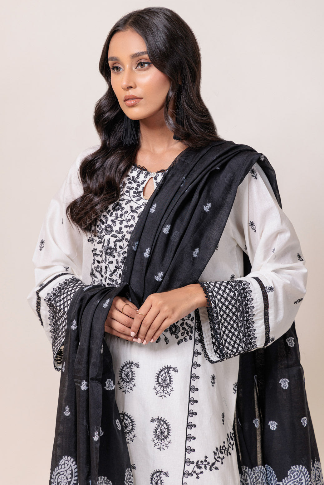 Bonanza Satrangi | White Cambric 3 Piece (BPS6243P20) -  Bonanza Satrangi Ready To Wear - Original Designer Dress - House of Maryam