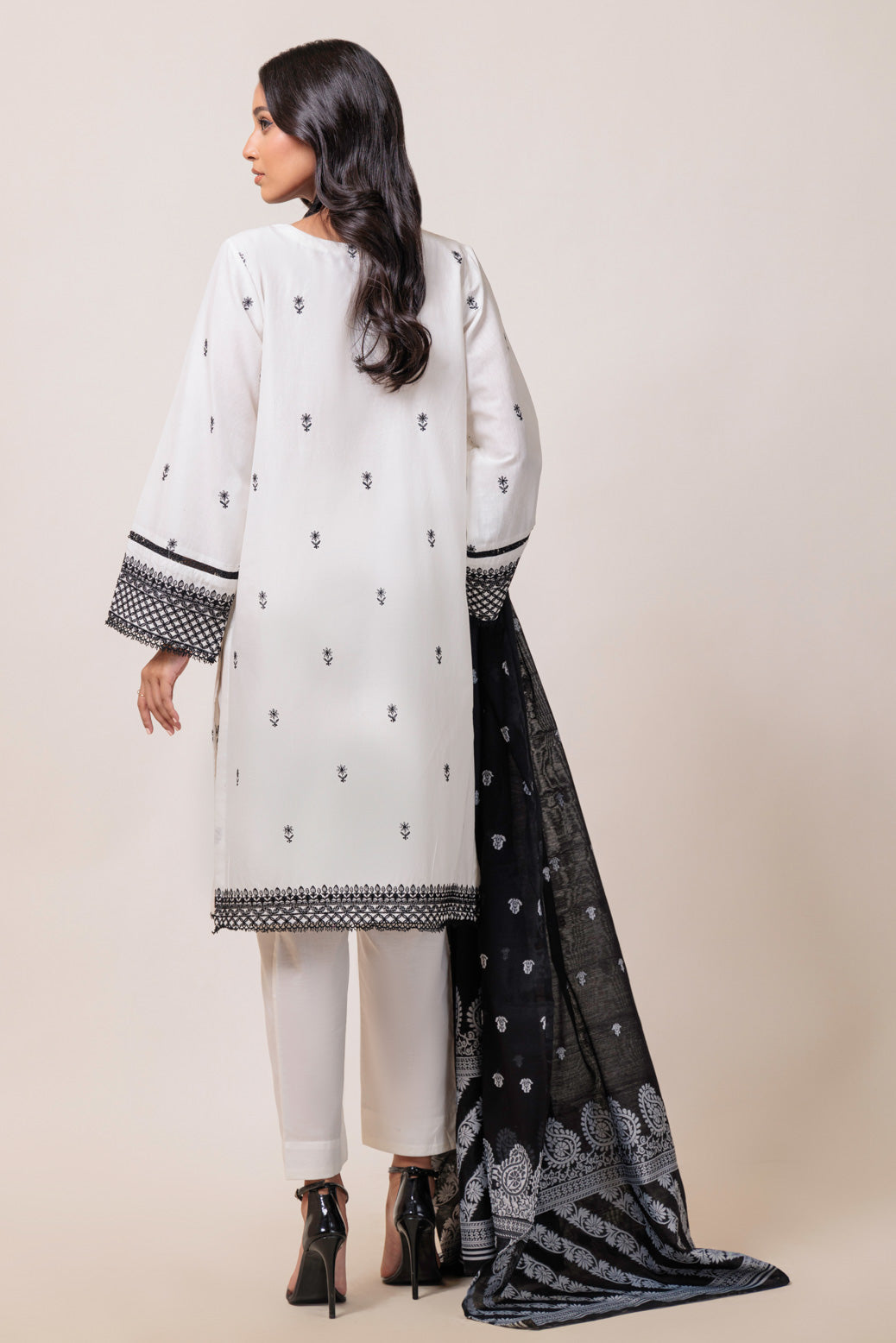 Bonanza Satrangi | White Cambric 3 Piece (BPS6243P20) -  Bonanza Satrangi Ready To Wear - Original Designer Dress - House of Maryam