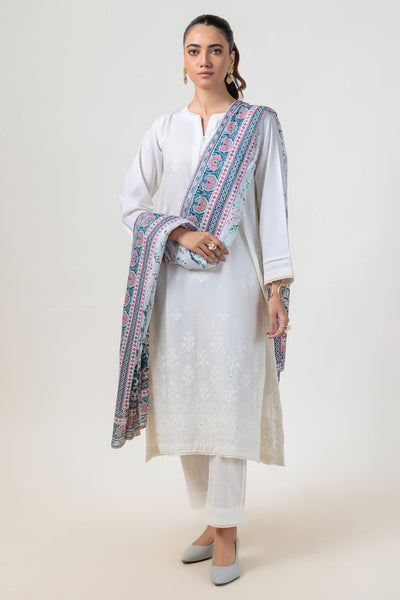 Bonanza Satrangi | White Cambric 3 Piece (BPS6243P23) -  Bonanza Satrangi Ready To Wear - Original Designer Dress - House of Maryam