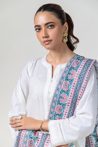 Bonanza Satrangi | White Cambric 3 Piece (BPS6243P23) -  Bonanza Satrangi Ready To Wear - Original Designer Dress - House of Maryam
