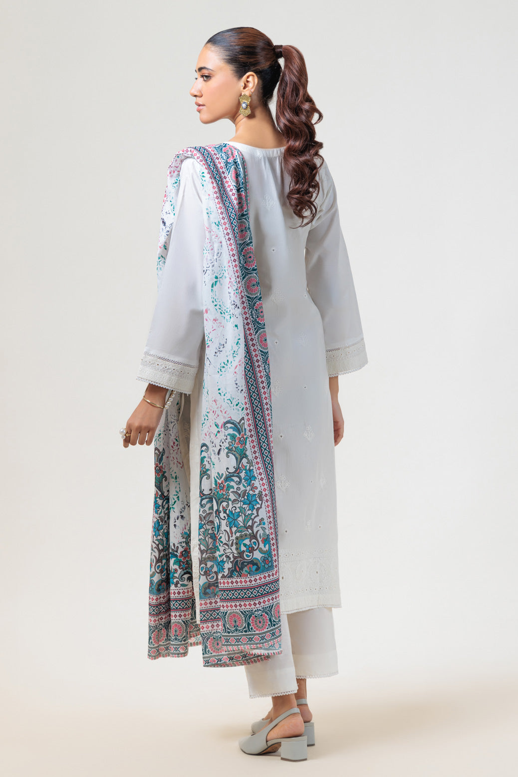 Bonanza Satrangi | White Cambric 3 Piece (BPS6243P23) -  Bonanza Satrangi Ready To Wear - Original Designer Dress - House of Maryam