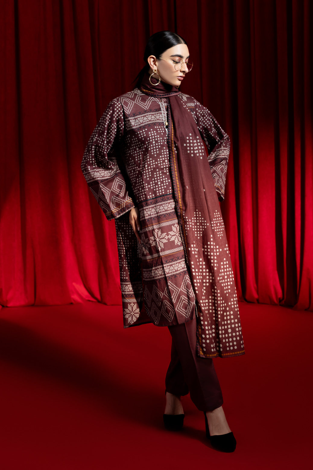 Bonanza Satrangi | Brown Lawn 3 Piece (BPS6243P29) -  Bonanza Satrangi Ready To Wear - Original Designer Dress - House of Maryam