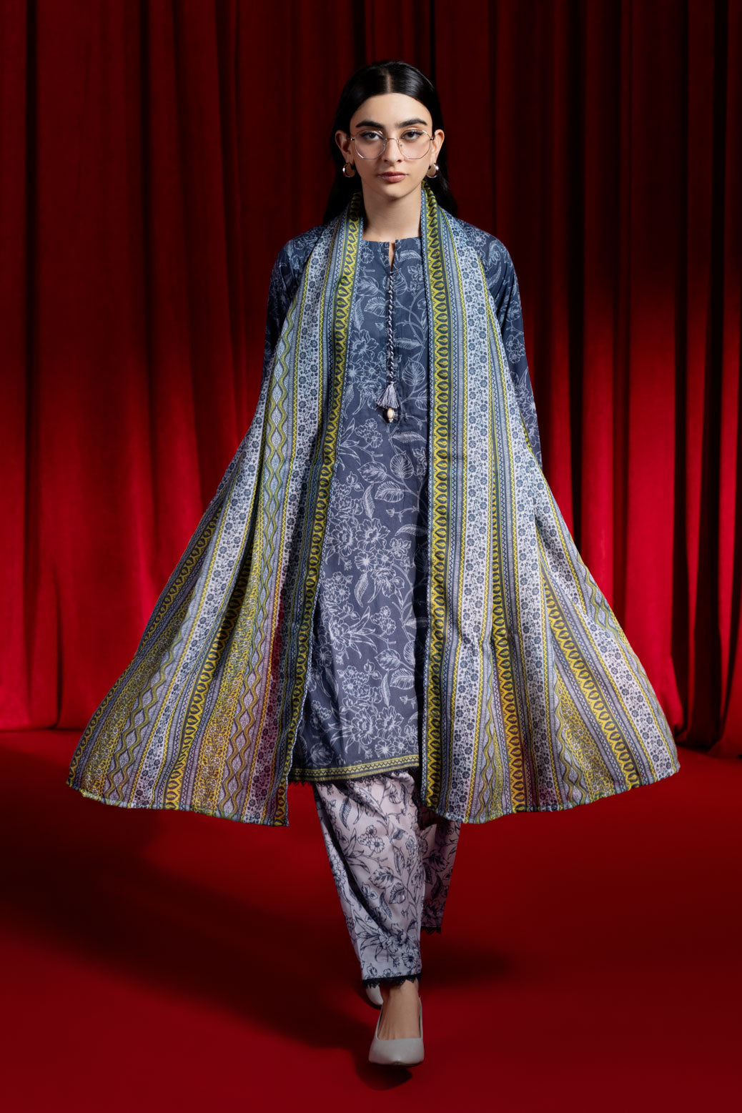 Bonanza Satrangi | Blue Cambric 3 Piece (BPS6243P34) -  Bonanza Satrangi Ready To Wear - Original Designer Dress - House of Maryam