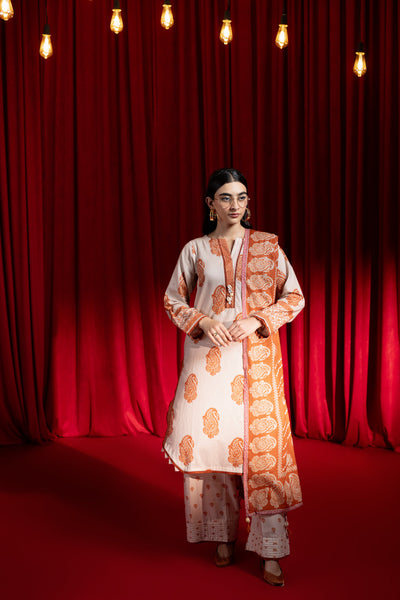 Bonanza Satrangi | Beige Lawn 3 Piece (BPS6243P36) -  Bonanza Satrangi Ready To Wear - Original Designer Dress - House of Maryam