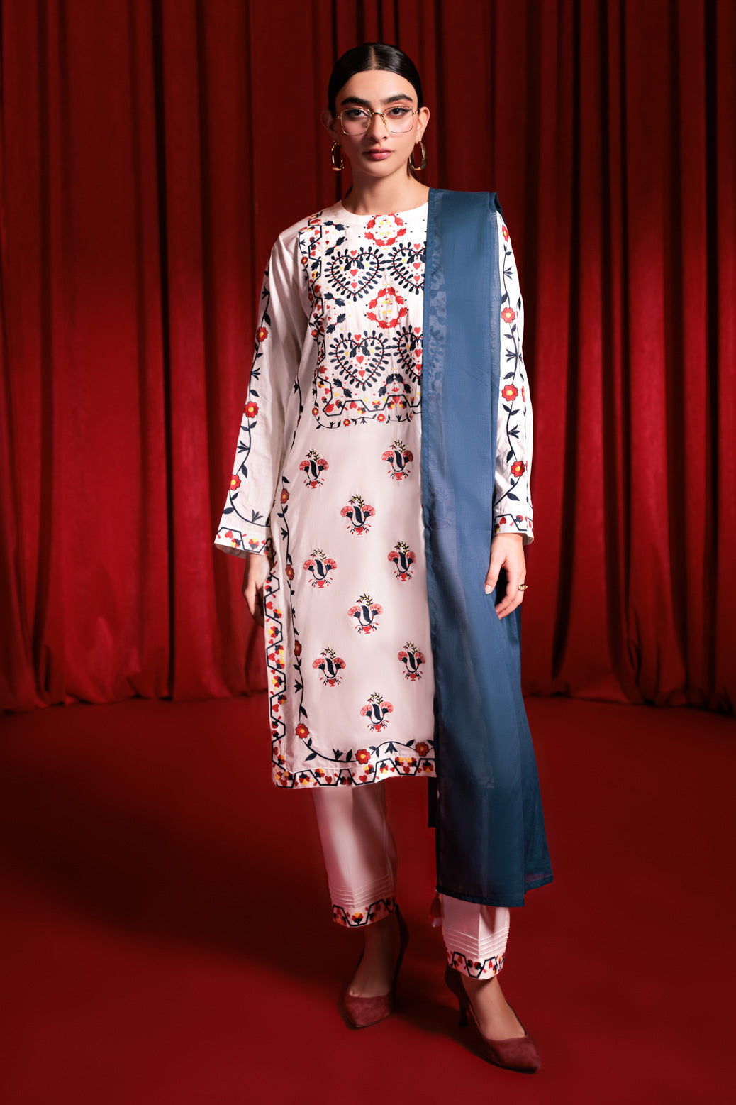 Bonanza Satrangi | White Cambric 3 Piece (BPS7243P01) -  Bonanza Satrangi Ready To Wear - Original Designer Dress - House of Maryam