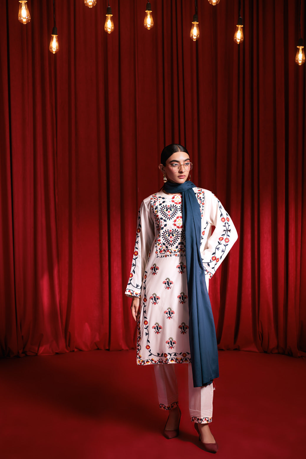 Bonanza Satrangi | White Cambric 3 Piece (BPS7243P01) -  Bonanza Satrangi Ready To Wear - Original Designer Dress - House of Maryam