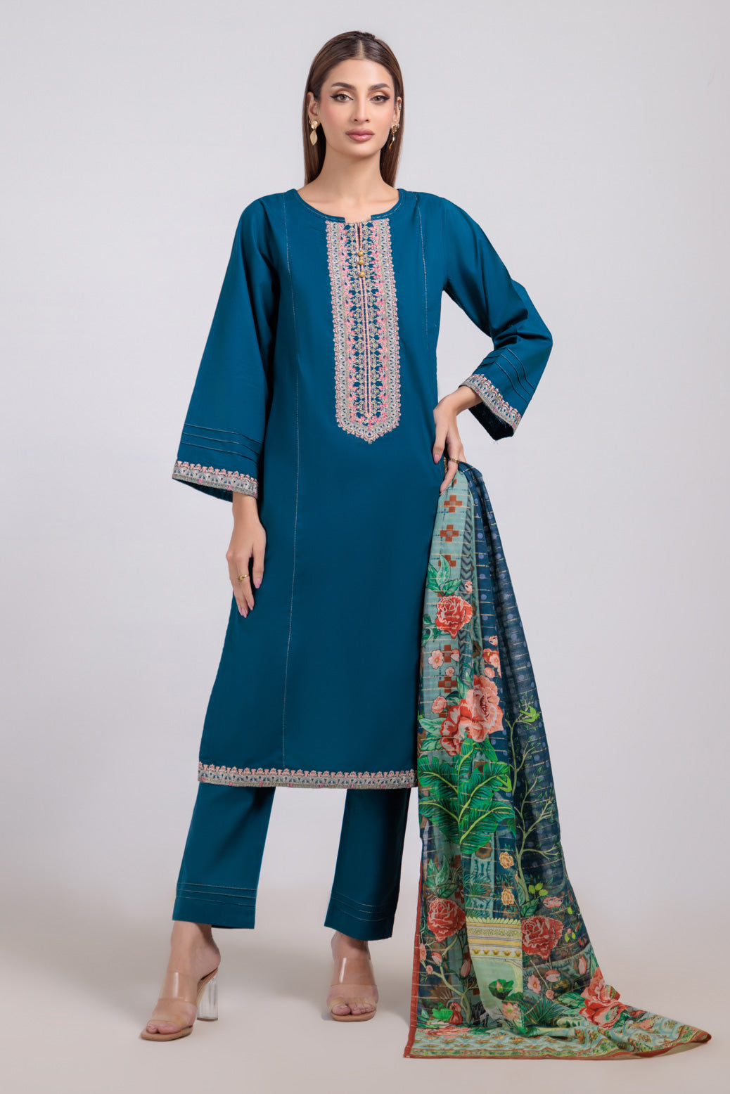 Bonanza Satrangi | Blue Cambric 3 Piece (BS1243P05) -  Bonanza Satrangi Ready To Wear - Original Designer Dress - House of Maryam