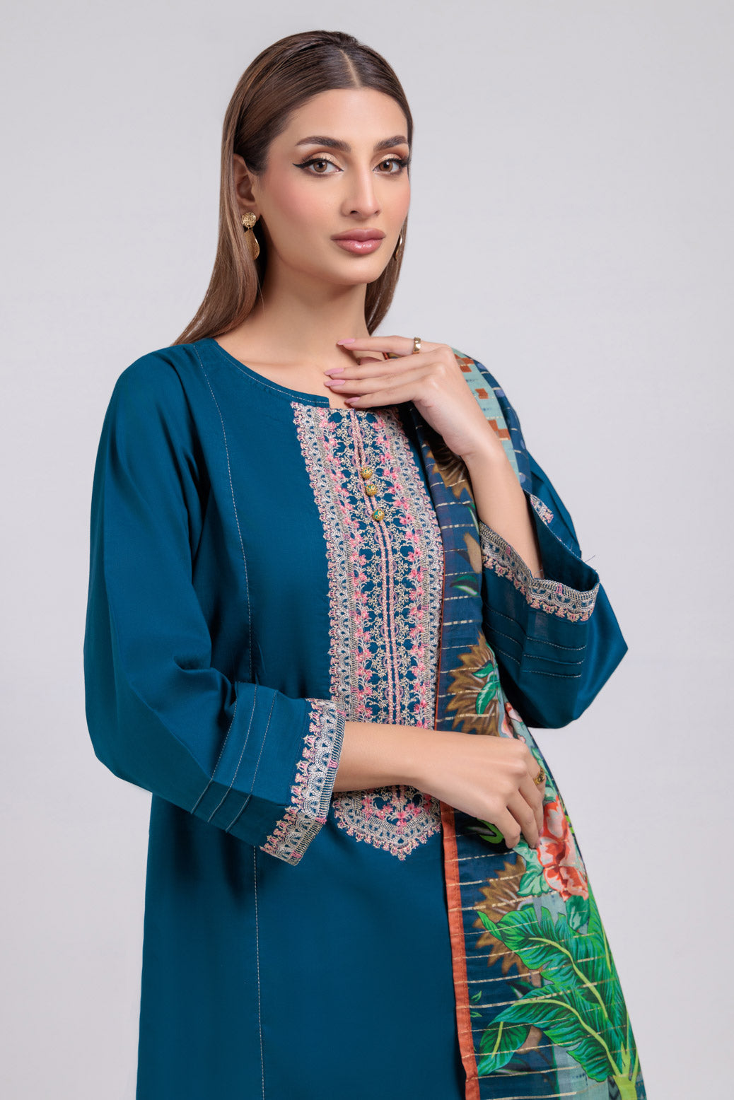 Bonanza Satrangi | Blue Cambric 3 Piece (BS1243P05) -  Bonanza Satrangi Ready To Wear - Original Designer Dress - House of Maryam
