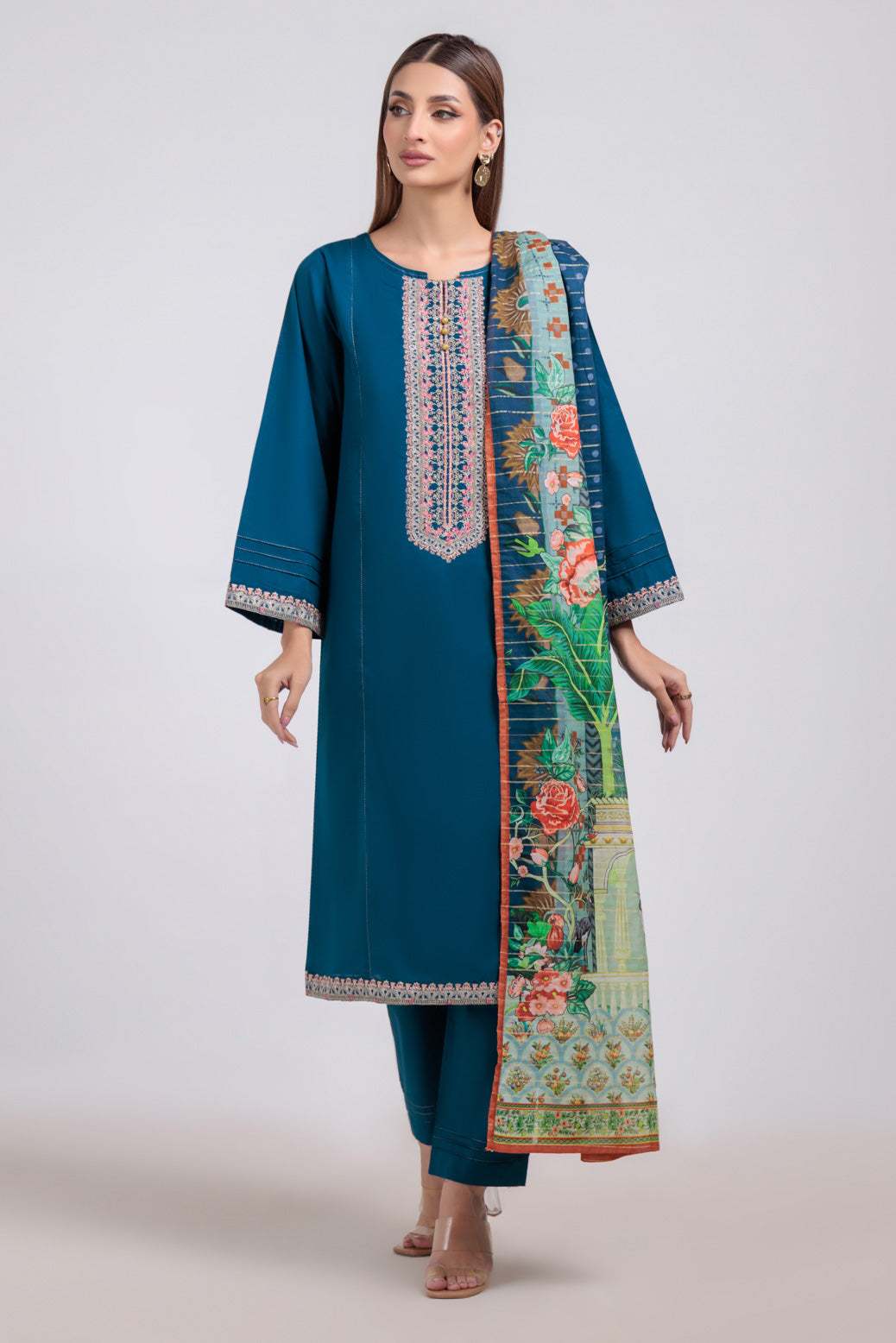 Bonanza Satrangi | Blue Cambric 3 Piece (BS1243P05) -  Bonanza Satrangi Ready To Wear - Original Designer Dress - House of Maryam