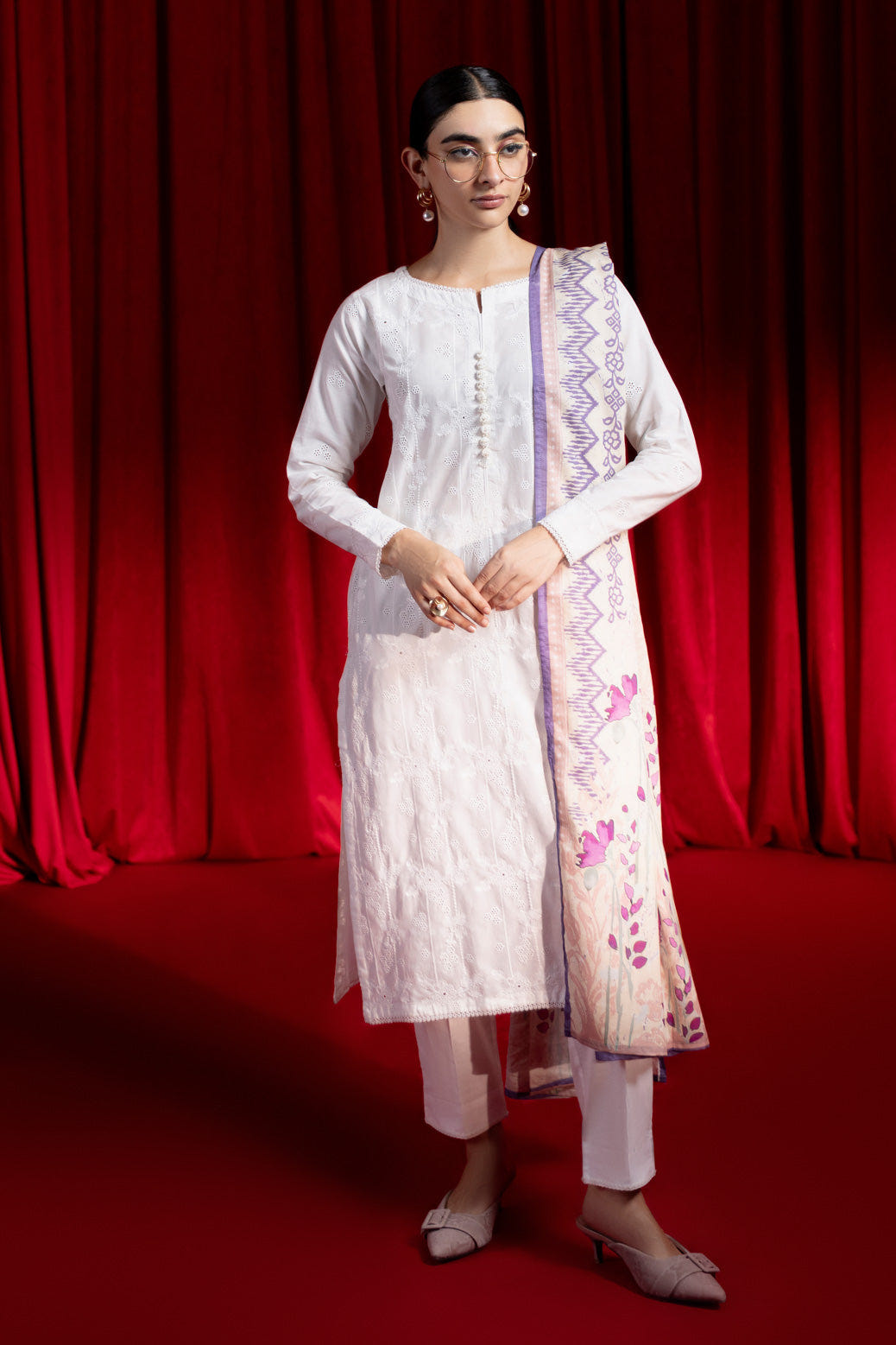 Bonanza Satrangi | White Cambric 3 Piece (BS1243P10) -  Bonanza Satrangi Ready To Wear - Original Designer Dress - House of Maryam