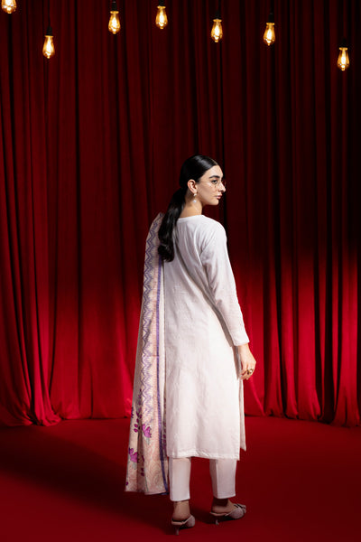 Bonanza Satrangi | White Cambric 3 Piece (BS1243P10) -  Bonanza Satrangi Ready To Wear - Original Designer Dress - House of Maryam