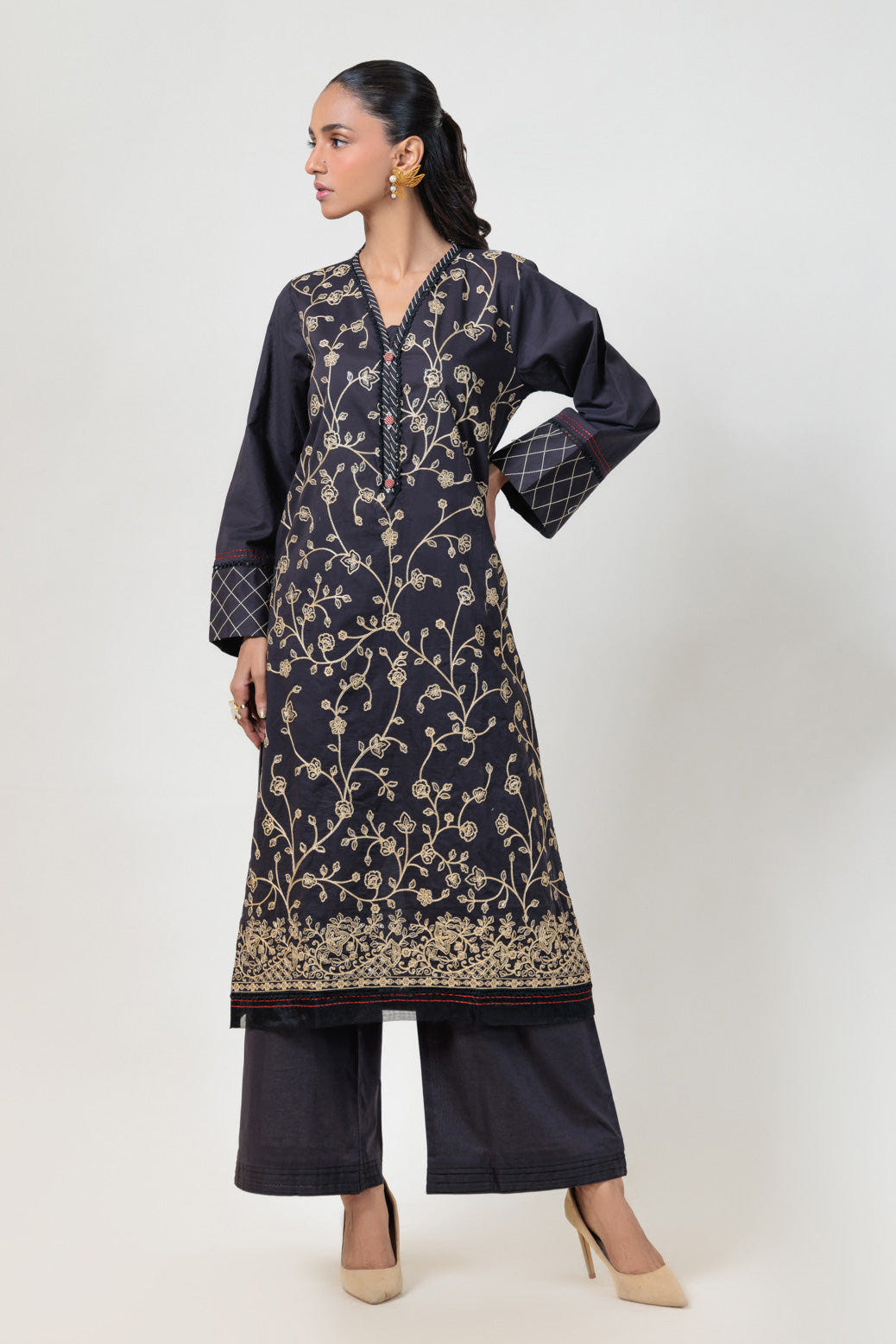 Bonanza Satrangi | Black Cambric 2 Piece (BS5242P02) -  Bonanza Satrangi Ready To Wear - Original Designer Dress - House of Maryam