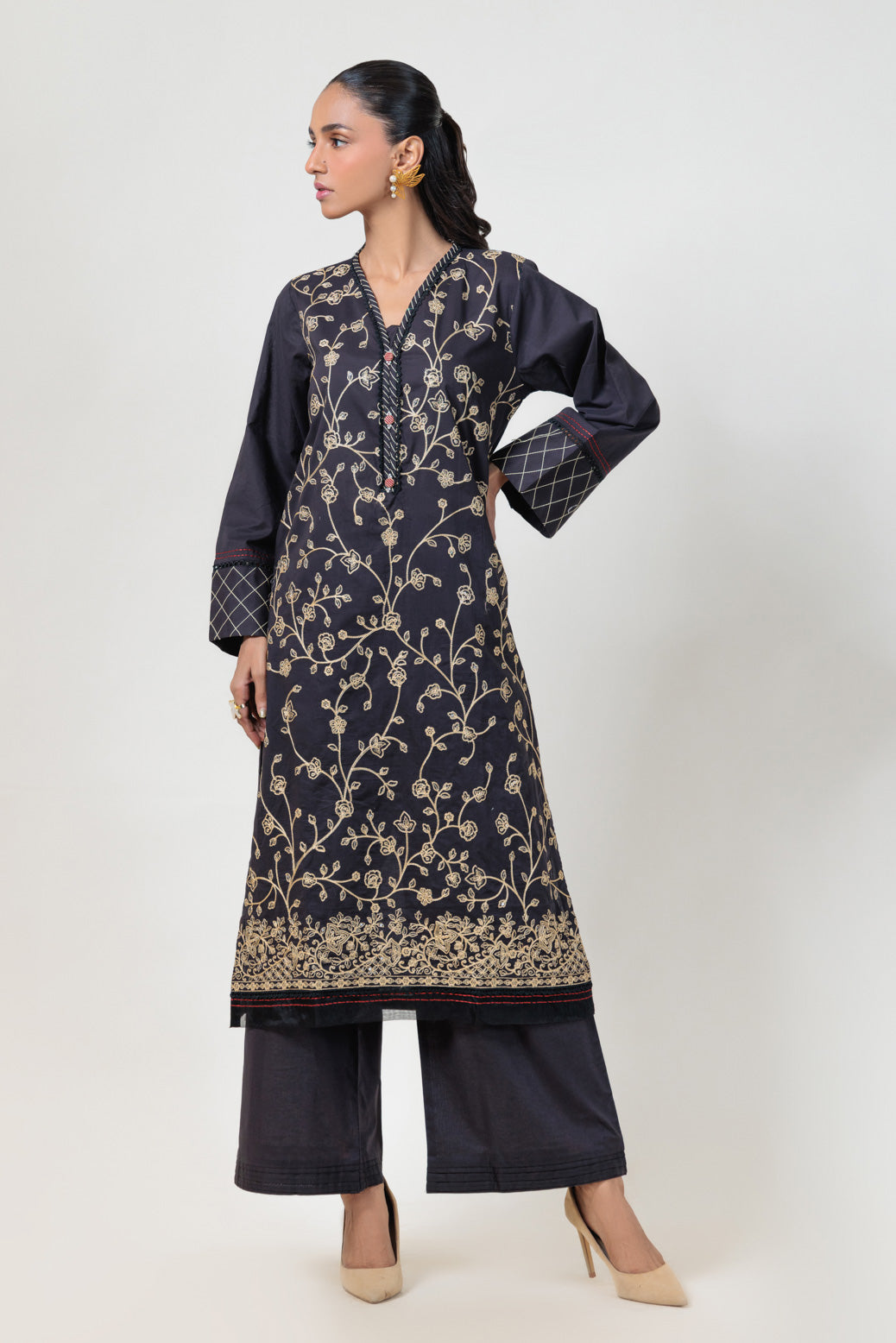 Bonanza Satrangi | Black Cambric 2 Piece (BS5242P02) -  Bonanza Satrangi Ready To Wear - Original Designer Dress - House of Maryam