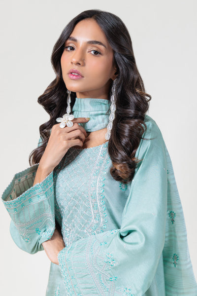 Bonanza Satrangi | Green Silk 3 Piece (BS5243P06) -  Bonanza Satrangi Ready To Wear - Original Designer Dress - House of Maryam
