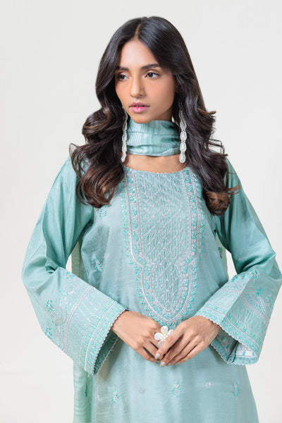 Bonanza Satrangi | Green Silk 3 Piece (BS5243P06) -  Bonanza Satrangi Ready To Wear - Original Designer Dress - House of Maryam