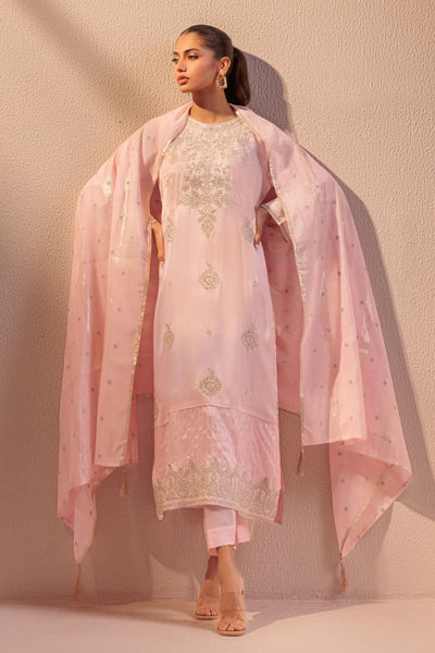 Bonanza Satrangi | Pink Raw Silk 3 Piece (BS5243P07) -  Bonanza Satrangi Ready To Wear - Original Designer Dress - House of Maryam
