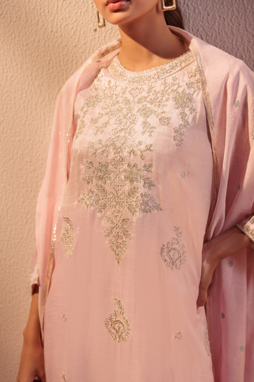 Bonanza Satrangi | Pink Raw Silk 3 Piece (BS5243P07) -  Bonanza Satrangi Ready To Wear - Original Designer Dress - House of Maryam