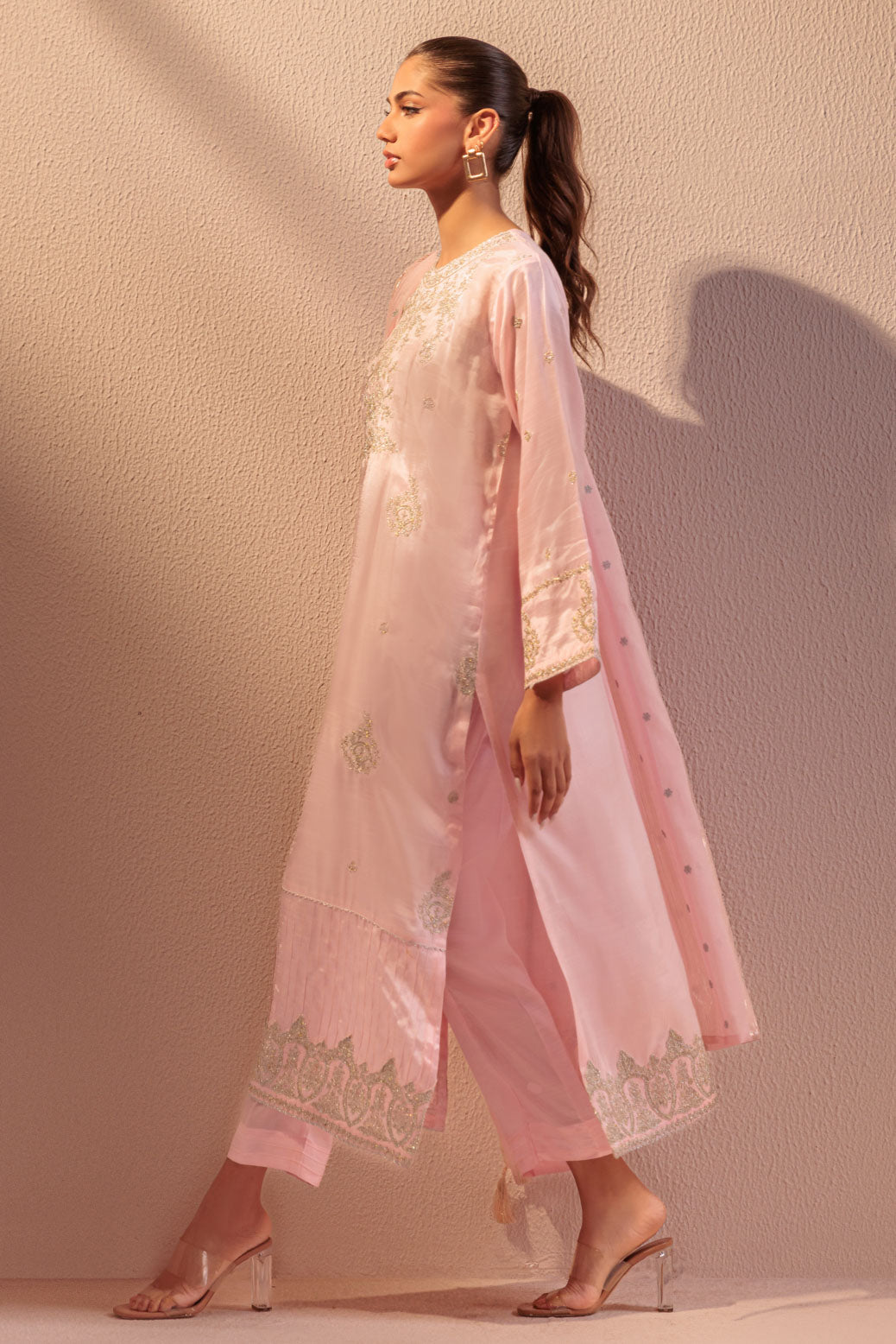 Bonanza Satrangi | Pink Raw Silk 3 Piece (BS5243P07) -  Bonanza Satrangi Ready To Wear - Original Designer Dress - House of Maryam