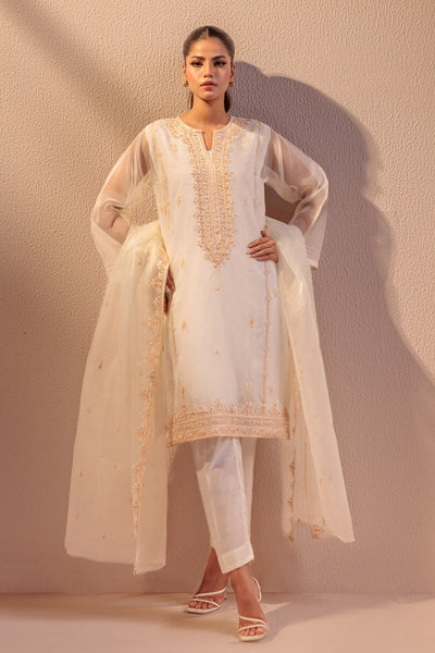 Bonanza Satrangi | White Organza 3 Piece (BS5243P09) -  Bonanza Satrangi Ready To Wear - Original Designer Dress - House of Maryam