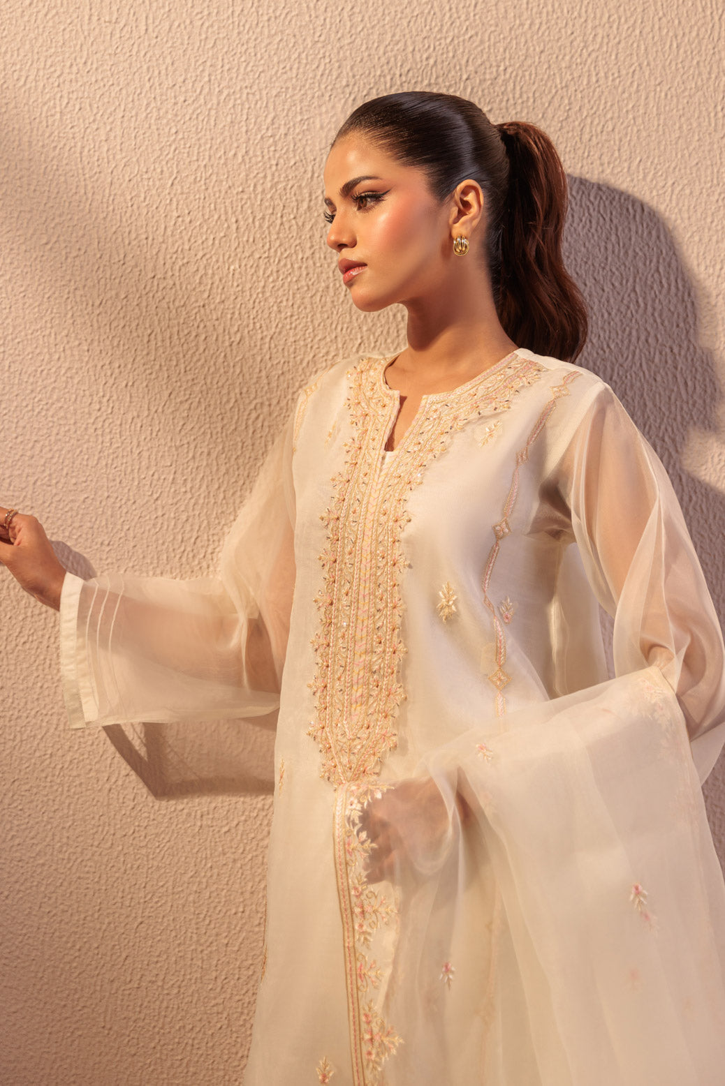 Bonanza Satrangi | White Organza 3 Piece (BS5243P09) -  Bonanza Satrangi Ready To Wear - Original Designer Dress - House of Maryam