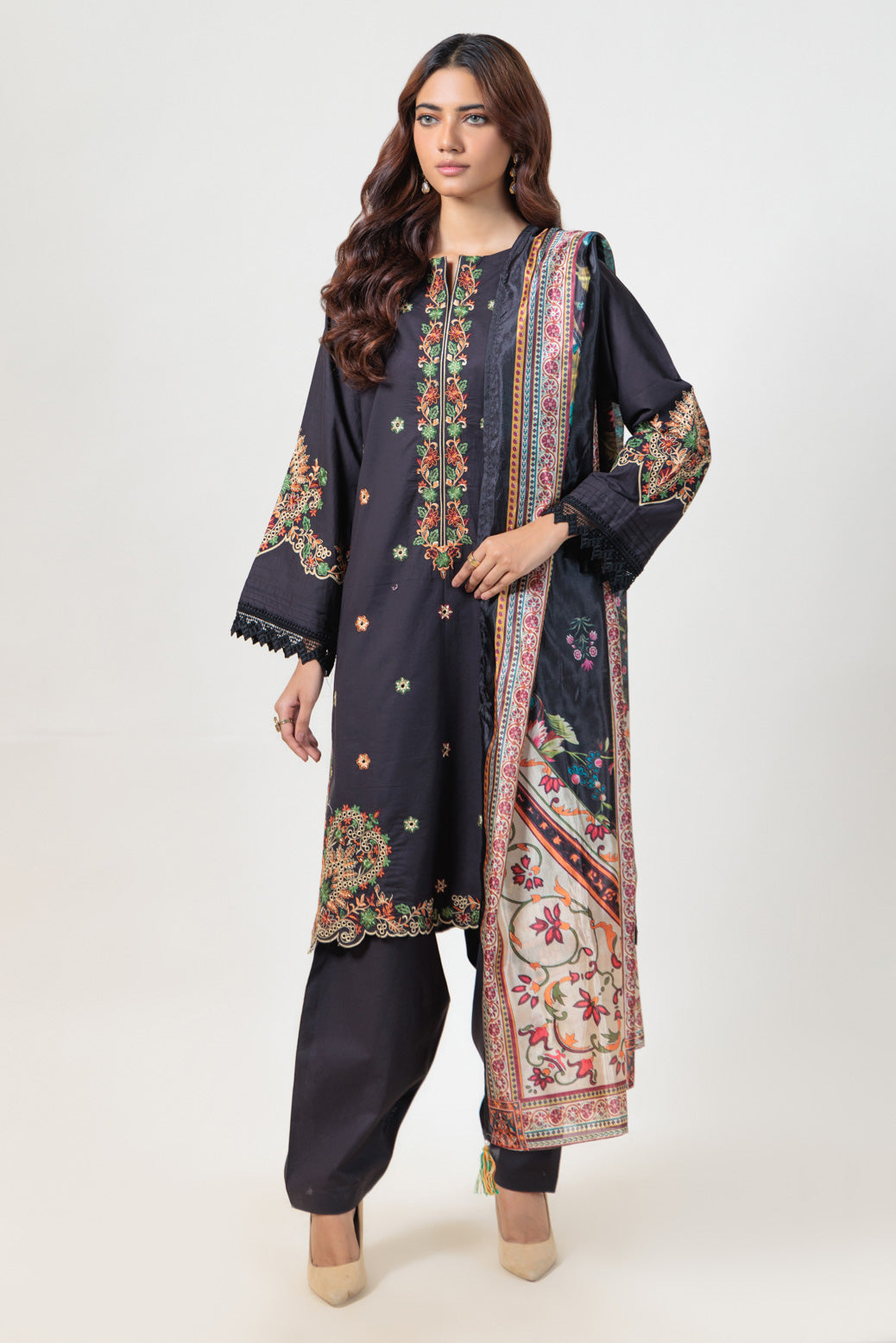 Bonanza Satrangi | Black Cambric 3 Piece (BS5243P15) -  Bonanza Satrangi Ready To Wear - Original Designer Dress - House of Maryam