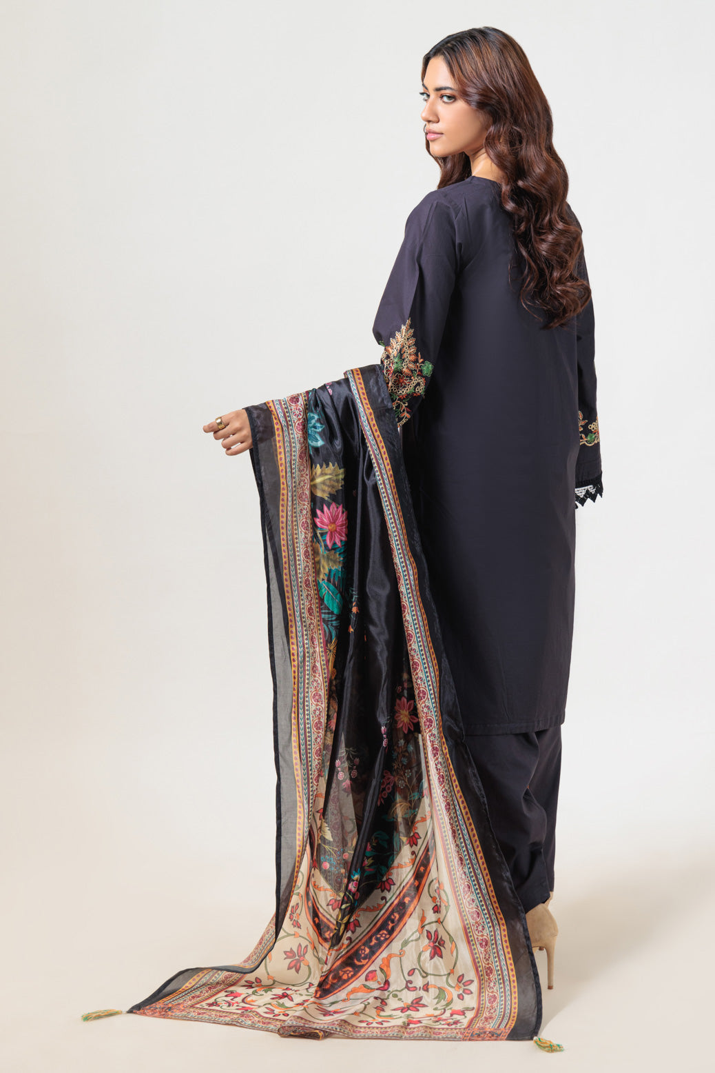 Bonanza Satrangi | Black Cambric 3 Piece (BS5243P15) -  Bonanza Satrangi Ready To Wear - Original Designer Dress - House of Maryam