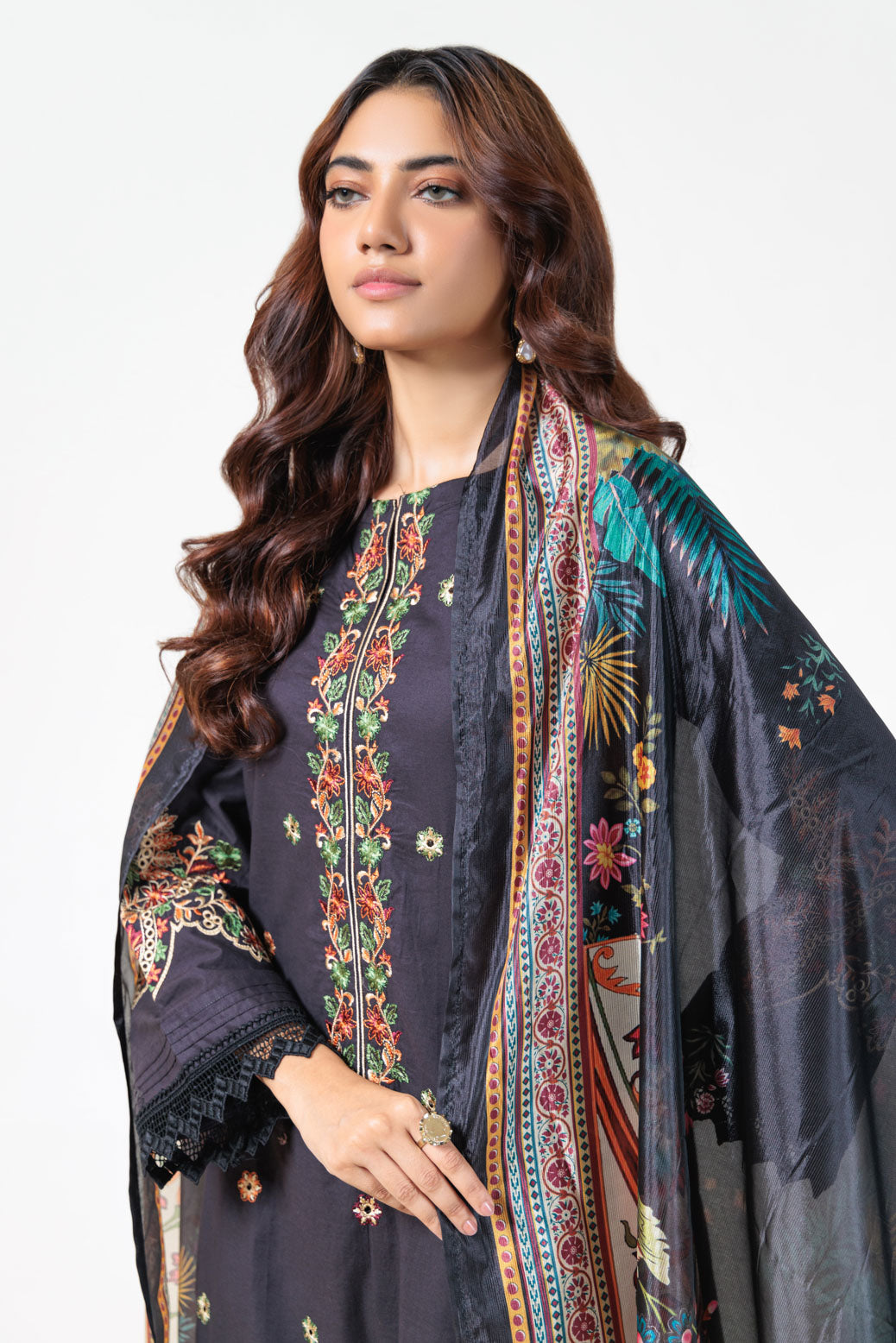 Bonanza Satrangi | Black Cambric 3 Piece (BS5243P15) -  Bonanza Satrangi Ready To Wear - Original Designer Dress - House of Maryam