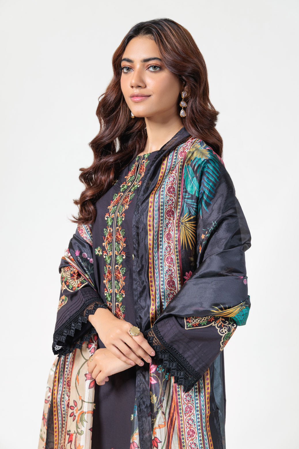 Bonanza Satrangi | Black Cambric 3 Piece (BS5243P15) -  Bonanza Satrangi Ready To Wear - Original Designer Dress - House of Maryam