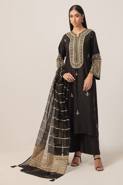 Bonanza Satrangi | Black Silk 3 Piece (BS5243P16) -  Bonanza Satrangi Ready To Wear - Original Designer Dress - House of Maryam