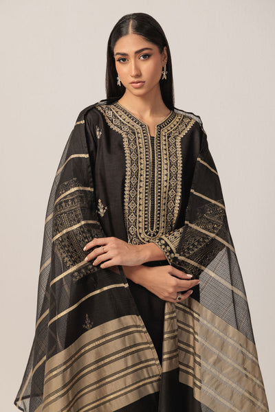 Bonanza Satrangi | Black Silk 3 Piece (BS5243P16) -  Bonanza Satrangi Ready To Wear - Original Designer Dress - House of Maryam