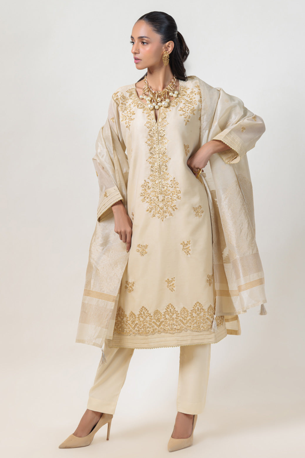 Bonanza Satrangi | Beige Dyed 3 Piece (BS5243P24) -  Bonanza Satrangi Ready To Wear - Original Designer Dress - House of Maryam