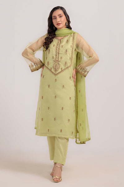 Bonanza Satrangi | Green Organza 3 Piece (BS5243P26) -  Bonanza Satrangi Ready To Wear - Original Designer Dress - House of Maryam