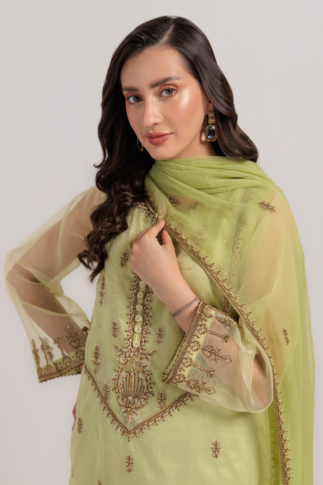 Bonanza Satrangi | Green Organza 3 Piece (BS5243P26) -  Bonanza Satrangi Ready To Wear - Original Designer Dress - House of Maryam