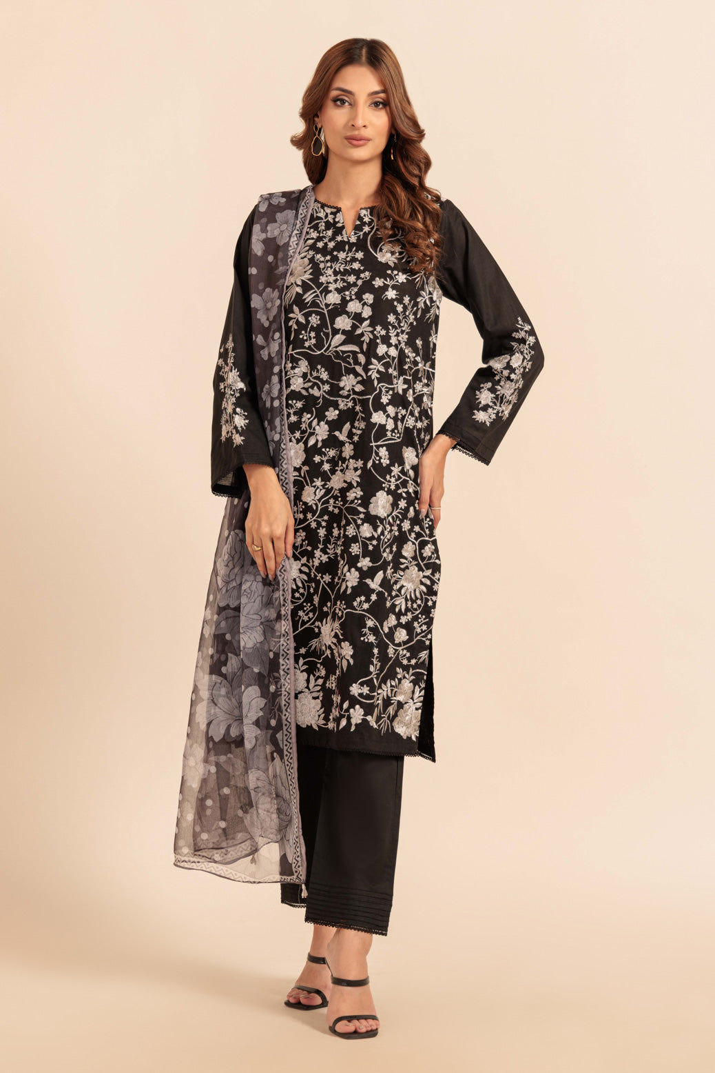 Bonanza Satrangi | Black Cambric 3 Piece (BS6243P03) -  Bonanza Satrangi Ready To Wear - Original Designer Dress - House of Maryam