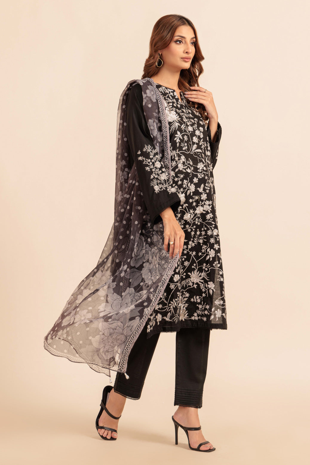 Bonanza Satrangi | Black Cambric 3 Piece (BS6243P03) -  Bonanza Satrangi Ready To Wear - Original Designer Dress - House of Maryam