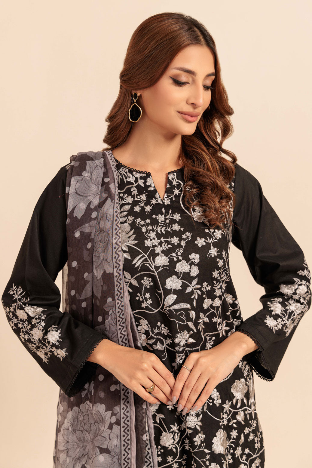 Bonanza Satrangi | Black Cambric 3 Piece (BS6243P03) -  Bonanza Satrangi Ready To Wear - Original Designer Dress - House of Maryam
